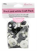 Craft Button Pack, Black and White 